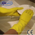 NMSAFETY waterproof latex glove/washing gloves/yellow latex household glove